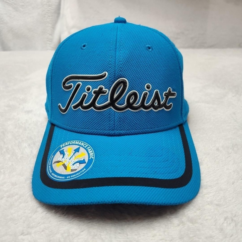 Titleist Hat Cap Fitted Men S Medium Blue Performance Stretch Golf UV Protection